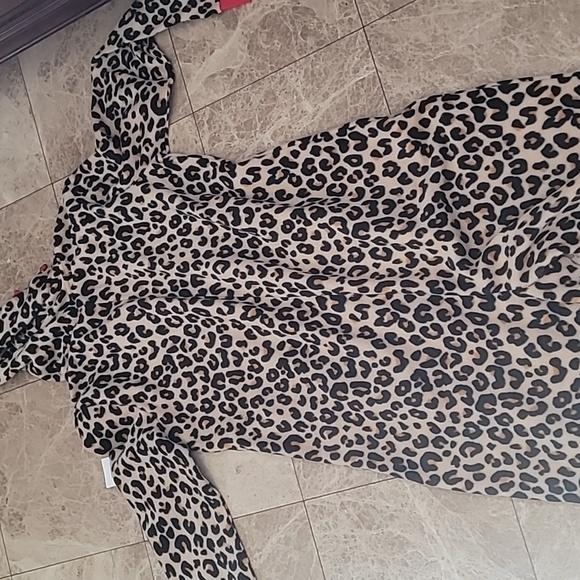 NWT Nordstrom pj pajama onesie zip up leopard animal print red womens large - Picture 7 of 7